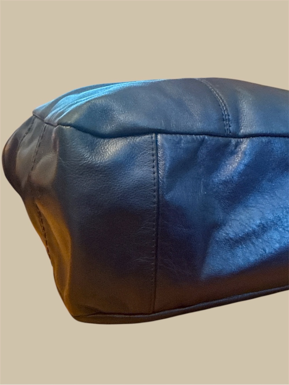 Coach Navy Blue Leather Tote with Silver Hardware - Picture 6 of 11
